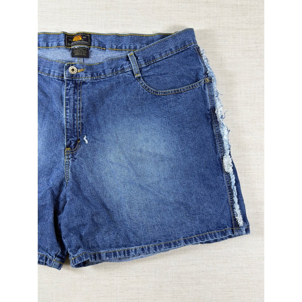 Route 66 Womens Blue Denim Shorts Frayed Side Seam High Rise Cotton Plus Size 22